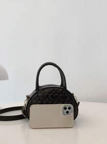 1pc Embroidered Handbag, PU Leather Shoulder Bag For Mother & Daughter, Solid Color Crossbody Bag - A - View 4