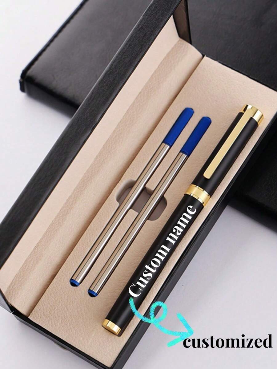 [Customized] High Quality Business Office Ball Pen Set In Gift Box, Includes 2 Refills, Daily Writing, Signing, Gifting For Father's Day, Thanksgiving, Christmas, Birthday, Friends, Relatives, Leaders, Colleagues Back To School