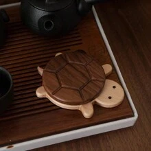 1 Turtle Coaster With Cute Design, Solid Wood Turtle Insulation Pad, Water Kettle Tea Cup Pad, Tableware Anti Scalding Table Decoration