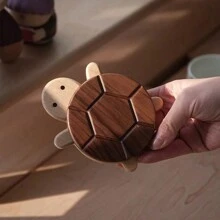 1 Turtle Coaster With Cute Design, Solid Wood Turtle Insulation Pad, Water Kettle Tea Cup Pad, Tableware Anti Scalding Table Decoration