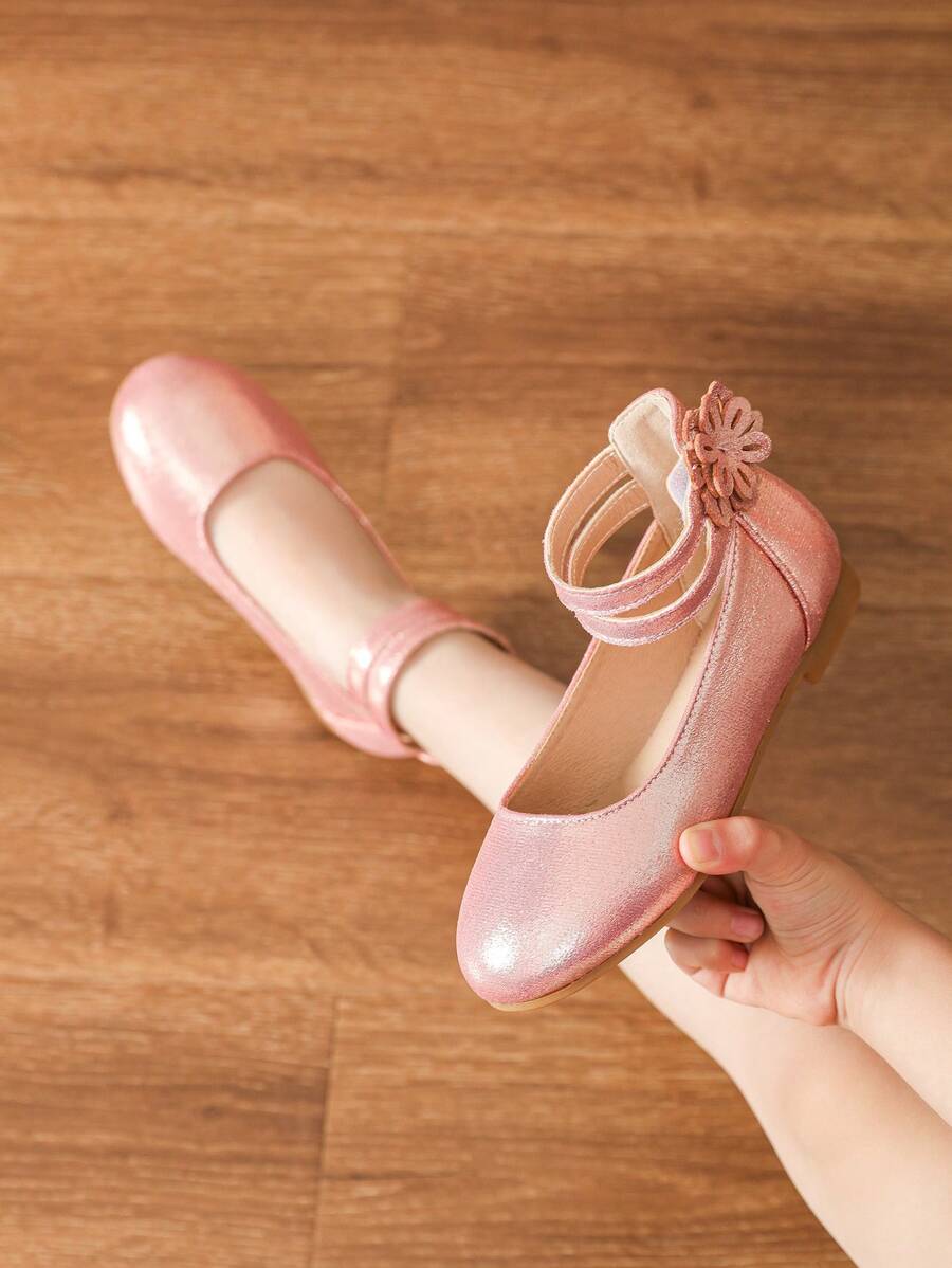 Kid Girl Flat Shoes, Children Pink Flower Casual Shoes For Girls, Cute Shoes For Little Girls, Toddlers, All Seasons - Pink - View 1