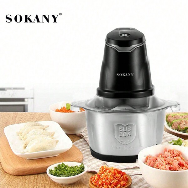 SOKANY SOKANY-7020 Meat Grinder Electric Drain Filling & Grated Vegetable Filling, 2L Large Capacity Meat Grinder, Double Layer Four-Bladed Blade