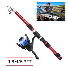 Set completo de caña de pescar telescópica con carrete giratorio, señuelos, anzuelos y accesorios de pesca para viaje