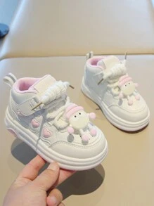 1 Par de Zapatos deportivos de suela suave con diseño de corazón y letra, de corte medio, versátiles y casuales, aptos para todas las estaciones, para niños y niñas