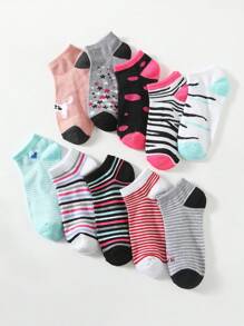20 Pairs Random Pattern Socks, Simple & Breathable Low Cut Ankle Socks, Women's Stockings & Hosier - Multicolor - View 4