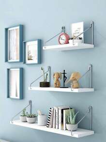 1 Pc (With Hanging Hook) 30cm/40cm/50cm Floating Shelf Wall Mount Organizer Rack, No-Drill, Wall Decor For Bedroom, Kitchen, Bathroom, Toilet, Study, Indoor Wood Shelf