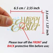 6 miếng trang trí bánh cupcake bằng gương vàng Acrylic Happy Easter dùng để trang trí bánh Phục sinh cho bữa tiệc - Vàng - Xem 3