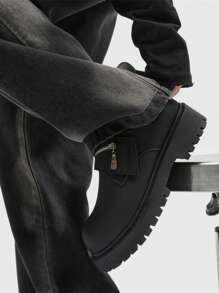 Chaussures de soirée pour hommes à bout rond rétro avec semelle épaisse, chaussures habillées de style britannique à lacets pour hommes, pour les fêtes et les mariages, chaussures  décontractées à la mode