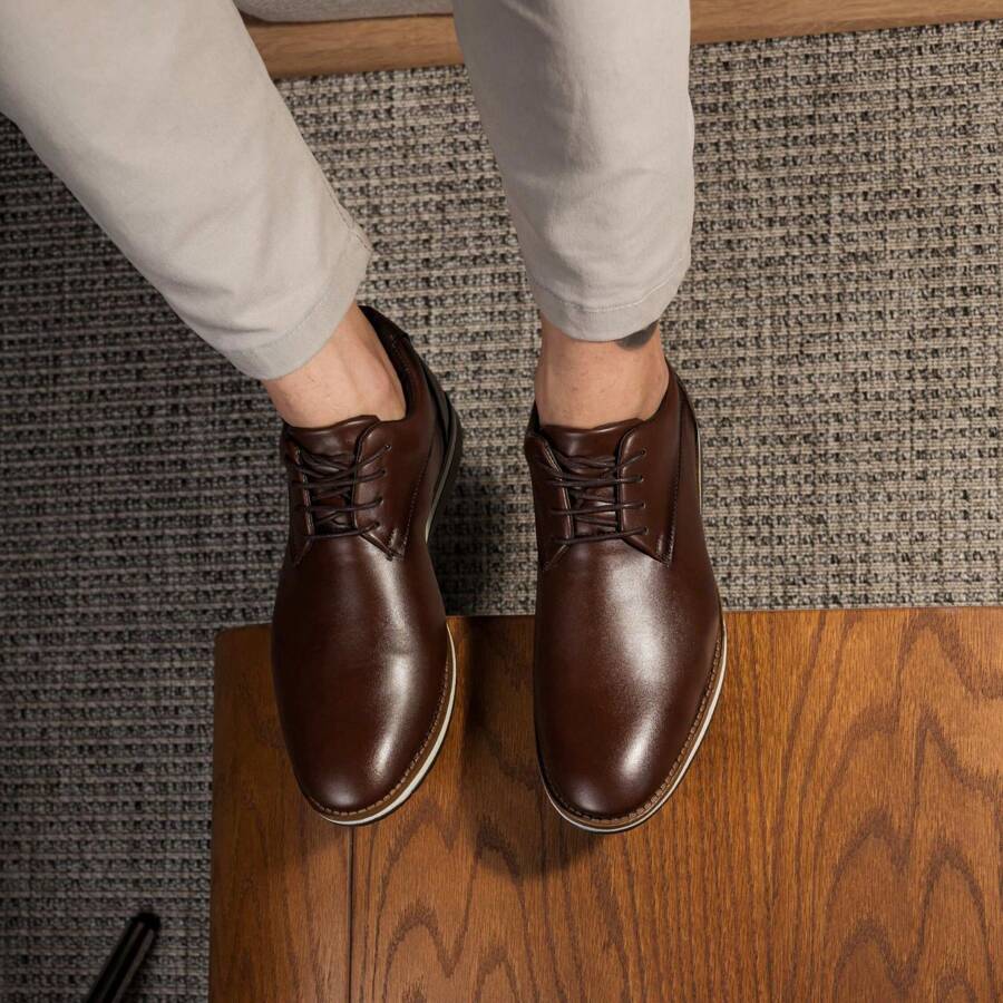 Men's Oxford Shoes Plain Modern Denver Men's Dress Shoes Party Church Graduation Work - Brandy - View 1