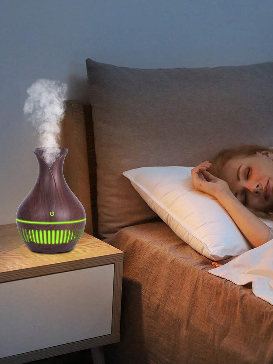 Hollow Wooden Vase Shape Humidifier, Small And Lightweight, For Bedroom, Home, Kitchen And Car - 深色木紋 - 查看 1