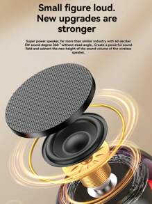 Altavoz pequeño de iluminación colorida, chip 5.3, sonido envolvente de 360°, efectos de iluminación RGB, tiempo de reproducción ultra largo, conectividad instantánea, altavoz portátil de baja latencia - Negro - Ver 5