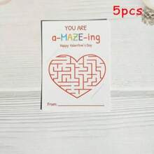 10 pièces Carte labyrinthe de la Saint-Valentin, Cadeau de la Saint-Valentin - Jolie carte de labyrinthe de la Saint-Valentin, étiquette de support de stylo Cadeau d'échange (hors crayons)