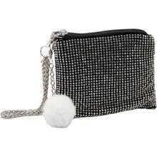 Porta-moedas pequeno com zíper para mulheres com alça de pulso | Carteira feminina elegante com strass, adequada para uso como uma pequena bolsa de mão | Porta-moedas pequeno para mulheres, 11,5 x 9 x 1,5 cm