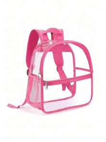 Minimalist Fashion Basics Commute Color Block Lightweight Large Capcit Transparent PVC Backpack, Waterproof Student Backpack, Transparent Backpack, Sports Backpack