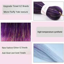 Pre Streched Braiding Hair Within Sparkling Tinsel Hair Extensions Soft Yaki Texture Easily Crochet Twist Braids Hair Synthetic Box Braiding Hair For Music Festival - Multicolor - View 6