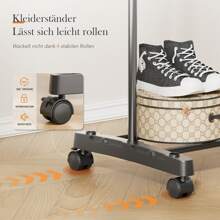 OYAJIA Clothes Rail, Garment Hanging Rail For Clothes With Shelf, Simple Rolling Metal Garment Rack Organizer Freestanding Hanger With Wheels, Black Hanger Stackers Back To School Travel Essentials Room Decor - Black - View 4