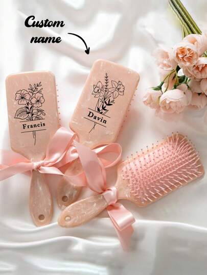 1pc Custom Comb, Personalized Hairbrush, Custom Engraved Detangling Hairbrush, Custom Name Bridesmaid Gift, Birthday Gift For Teen Girl Hair Brushes For Women Naked Pink Air Cushion Comb, Grandma Gift, Anniversary Gift, Valentine Gift, Birthday Gift, Wedding Gift, Mother's Day Gift, Best Friend Gift, Gift For Mom, Gift For Girlfriend, Gift For Her, Gift For Wife,Vacay Vibe Au