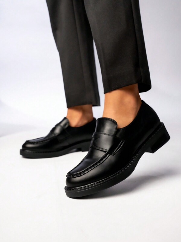 Mocassins metálicos, cor sólida, simples e práticos, multiuso