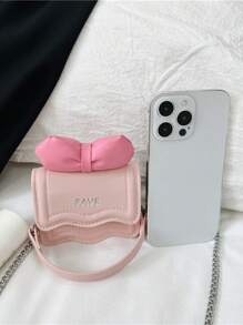 1pc Mini Girl Messenger Bag, Bow Bag, Bag Net Celebrity New Messenger Bag Cute Bow Shoulder Bag Versatile Princess Coin Purse, Childlike Cute, Daily Matching, Suitable For Shopping, Travel Daily Use.