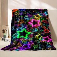 Cozy Star-Patterned Flannel Tow Blanket - Soft Warm And Reversible For Couch Bed Office And Camping - Versatile Gift For All Seasons