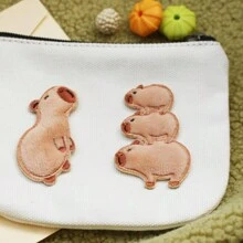 5pcs Mixed Style Velvet Capybara Patch, Cloth Decoration Applique For Clothing, Bags - Brown - View 3