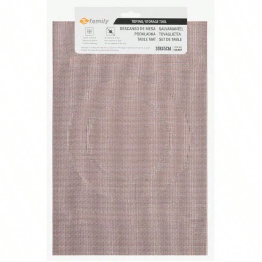 1pc 45*30CM Heat-Resistant Placemat, Thick Anti-Scald Waterproof Table Mat, European Style Square Woven Linen-Look PVC Dining Mat - Brown - View 1