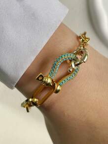 STYLEVER 1pc Gold Horseshoe Buckle Chain ,Carabiner Lock Clasp Chain,Gold Screw Clasp Link Chain ,Gold Horseshoe Buckle Chain,U-Shaped Buckle Bracelet,Colorful Horseshoe Bracelet