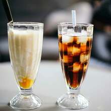 Milkshake Cup, Vintage Soda Cup, Classic Ice Cream Fountain Cup, Transparent, 12 Oz