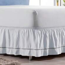 Bed Skirt With Stick Stitch And Elastic, Standard Double Or Queen Sizes - trắng - Xem 1