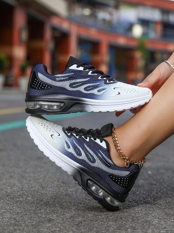 Nuevos zapatos deportivos casuales y con estilo para baile, zapatos de mujer cómodos, ligeros, con cordones y con cierre deslizante, de tela con gradiente, transpirables, con suela gruesa, amortiguación de aire y antideslizantes, plataforma elevadora, tallas grandes para transfronteriza