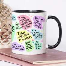Mom Mug Daily Affirmations Mom Mug For Women, 11 Ounces, Self Care Mom Coffee Mug, Postpartum Mom Cup, New Mom After Birth Coffee Mug, Mental Health Cup, Relaxation Mug - 黑色手柄 - 查看 2