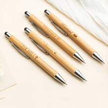 Custom Engraved Bamboo Pens, Personalized Ballpoint Pens With Name Logo, Metal Hooks Bamboo Shaft Stylus Ball Pens, , Black Ink Bulk Pens For Wedding Gift Favors For Guest Baby Shower For Women Men Teacher Gifts, Inspirational Bamboo Pen Thank You Wood Bamboo Pen, Employee Appreciation Motivational Quote Ballpoint Pen Back To School.