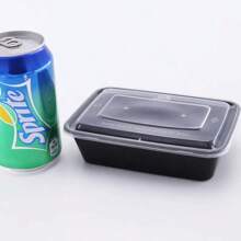 10PCS Plastic Disposable Food Containers Black Take Out Containers With Lid For Salads Sandwiches  Kitchen Fridge Storage Boxes - 白色 - 查看 3