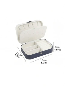 1pc Travel PU Leather Jewelry Box, Multi-Functional Jewelry/Cosmetic Storage Box For Rings, Earrings, Necklaces, Makeup, Jewelry Display Back To School