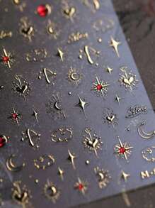 1 件装星星月亮心形指甲饰品贴纸 DIY 艺术 Y2K 风格 3D 美甲装饰贴花