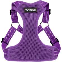 Best Pet Supplies Voyager - Arnés ajustable para perro con rayas reflectantes para caminar, trotar, chaleco resistente de cuerpo completo sin tirones con correa en D, transpirable para todo tipo de clima, color naranja, M - Estilo 220 (morado) - Ver 10