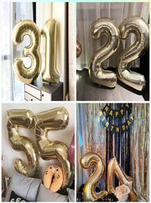 2-Piece Set Of 40 Inch Light Gold Digital Balloon, Platinum Giant Foil, Polyester Film, Helium Large Digital Balloon, Champagne Gold Birthday Digital Giant Balloon, Anniversary Commemorative Events, Party Decoration Supplies, Christmas - Gold - View 10