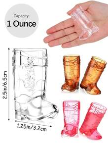 12/10/5 件，1 盎司牛仔靴眼镜，迷你塑料牛仔靴杯，西部牛仔靴眼镜，可重复使用，非常适合牛仔派对、单身派对、婚礼、周年纪念日、花园、烧烤、派对