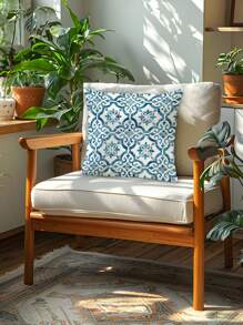 1 件蓝色几何图案枕套（不含内垫），柔软舒适的单面印花装饰枕套，适用于卧室、客厅、沙发、派对活动装饰