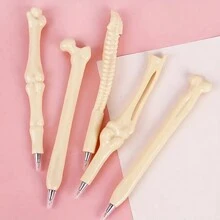 3pcs Creative Bone Shaped Pen, Novelty Realistic Skeleton Style Ballpoint Pen, Halloween Promotional Gift