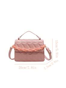 2024 New Fashion Shoulder Diagonal Simple Diamond Grid Popular Handbag With Detachable Strap - Pink - View 4