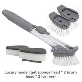 Pot Cleaning Brush, Multi-Functional Pot Scrub Brush With Liquid Dispenser, Long Handle Oil Brush For Kitchen Cookware