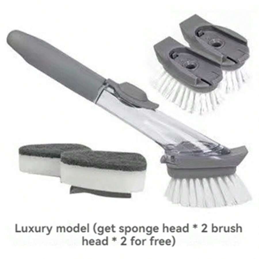 锅具清洁刷，带液体分配器的多功能锅具刷，长柄油刷，适用于厨房炊具