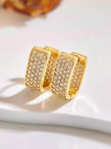 Stylever 1pair Gorgeous Earrings Zirconia Buckle Ladies Jewelry For Women 925 Sterling Silver Exquisite Creative Earrings Fine Jewelry Gifts For Girls Daily Life Dating Decor For Prom Party