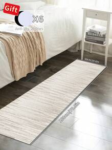 1pc Tapete cinza claro, estilo minimalista moderno, tapete de canal, tapete de corredor, tapete de quarto, tapete de sala de estar, tapete de cozinha, tapete de veludo cristal, 850g/m²0,8cm de espessura antiderrapante lavável e lavável à máquina, decorando a casa em todas as estações, vem com adesivos antiderrapantes grátis