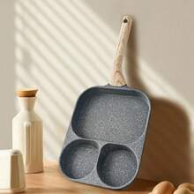 三层不粘铝制平底煎锅，多功能早餐煎锅，适合烹饪鸡蛋、牛排、烤面包、燃气灶