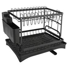 2-Tier Dish Drainer Dish Storage Rack - 黑色 - 查看 8