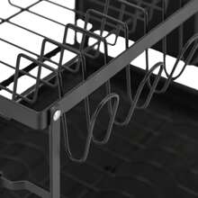 2-Tier Dish Drainer Dish Storage Rack - 黑色 - 查看 3