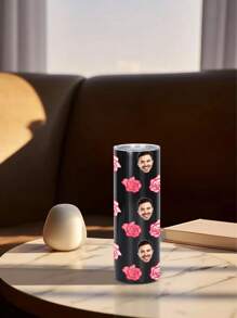 1 pieza Botella de agua personalizada de 600ml/20oz, taza personalizada con foto, taza de café de carro, taza recta portátil. Taza personalizada resistente al calor. Regalo para familia, amigos, parejas. San Valentín, Año Nuevo, Vacaciones, Regalos de Boda.