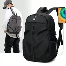 Großer, wasserdichter Business-Rucksack, lässiger Laptop-Rucksack für Outdoor-Reisen, Schule, Studenten, Lehrer, schwarz, mit USB-Ladeanschluss, Mehrzweck-Wanderrucksack für die Schulanfang